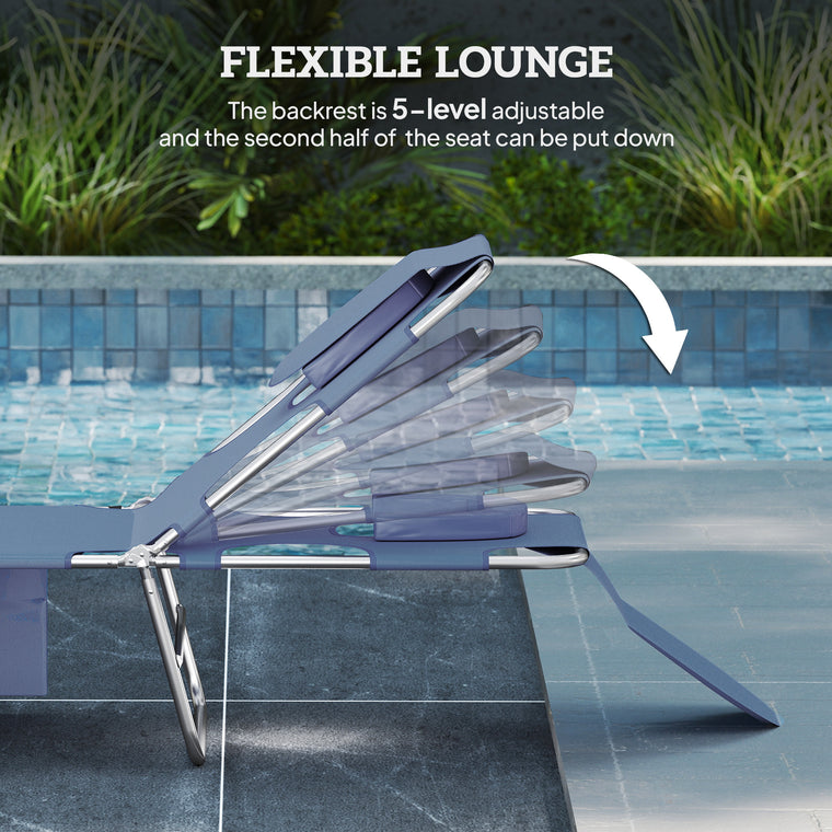 5-Level Folding Tanning Chair with Face Hole - Grey
