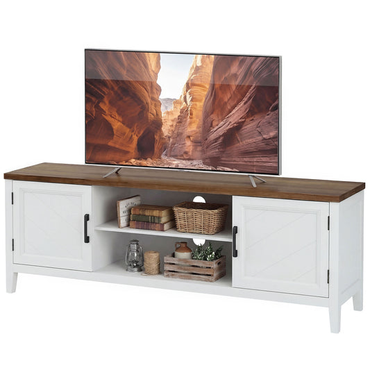 65" TV Stand with 2 Cabinets - White and Brown