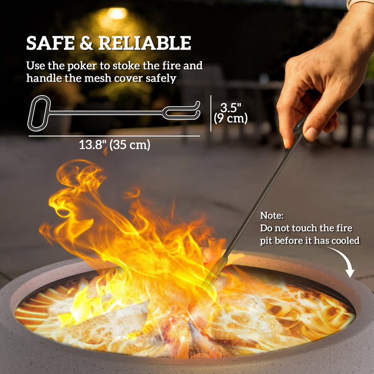 18" Grey Round Wood-Burning Fire Pit with Spark Screen