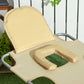 Folding Outdoor Lounge Chair, 5-Level Tanning Chair with Face Hole, Side Pocket, Carry Strap for Beach Pool, Beige