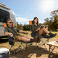 Set of 2 Reclining Camping Chair with Foot Rest, Folding Camping Chair w/ Headrest, Cup Holder, Storage Bag, Orange - Orange