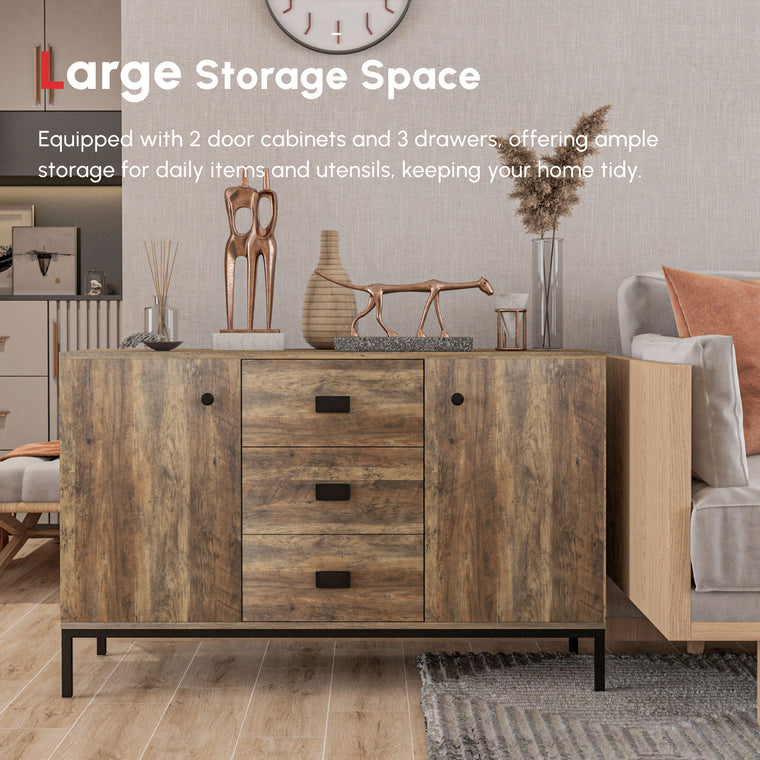 Industrial Sideboard Buffet with Drawers - Brown