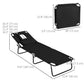 Folding Lounge Chair Set of 2, Reclining Beach Tanning Chair with Face Hole, Pillow, 4-Position Adjustable Flat Sun Lounger, Steel Frame for Outdoor Patio Pool, Green