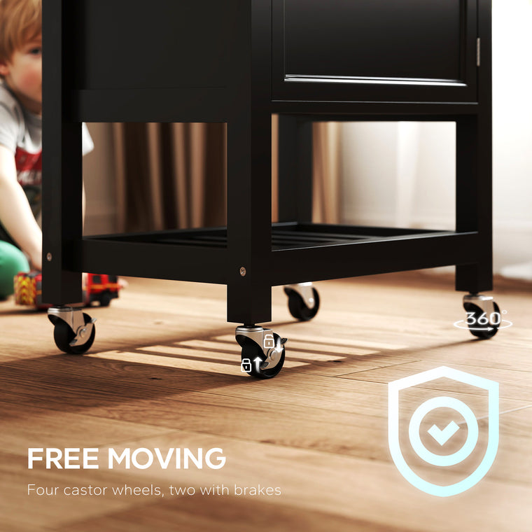 Rolling Kitchen Island Cart with Wood Top