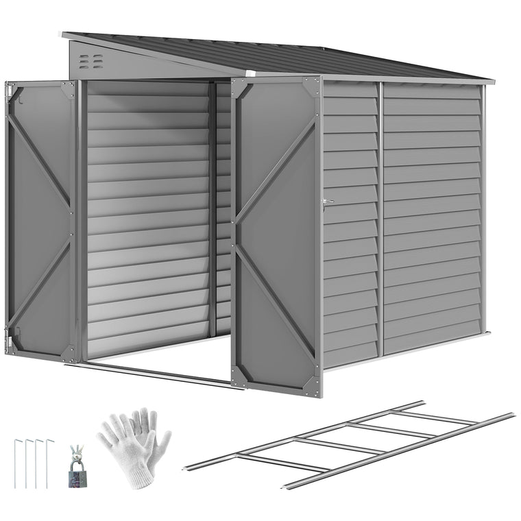 4.6' x 9' Metal Lean-To Tool Shed with Lockable Doors