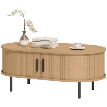 39" Coffee Table with Tambour Doors and Storage - Natural