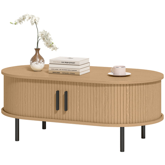 39" Coffee Table with Tambour Doors and Storage - Natural