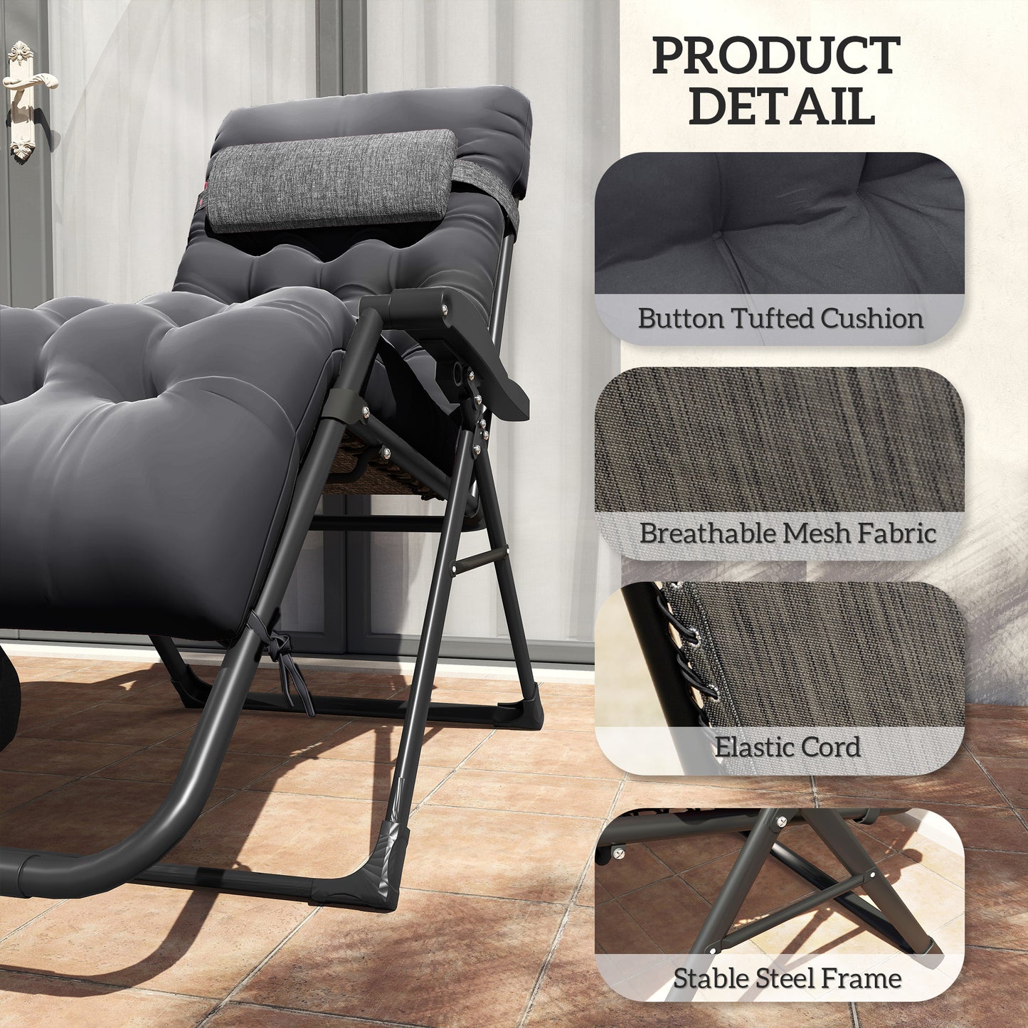 Padded Zero Gravity Chair, Folding Recliner Chair, Patio Lounger with Cup Holder, Adjustable Backrest, Removable Cushion for Outdoor, Deck, Poolside, Red