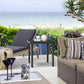 Outdoor Side Table, Patio End Table with Umbrella Hole, Small Coffee Table with Steel Frame for Balcony, Black - Black