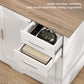 40" Sideboard Buffet Cabinet, Modern Kitchen Storage Cabinet with 2 Drawers, 3 Doors & Adjustable Shelf, White
