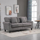 Modern 3 Seater Sofa, Corduroy Fabric 3 Seater Couch with Pine Wood Legs and Rolled Armrests for Living Room, Light Grey