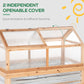 Raised Garden Flower Bed Kit with Greenhouse, Wooden Cold Frame Planter with Open Roofs, 48" x 24" x 32", Natural