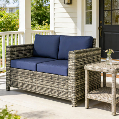 All-Weather Wicker Loveseat Sofa with Cushions