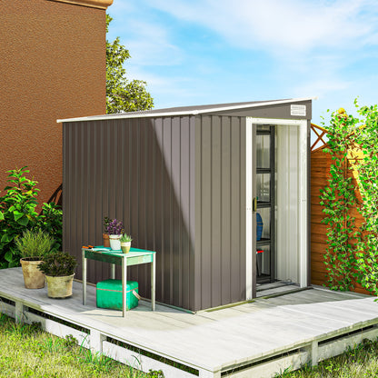 5' x 7' Lean-To Shed with Sliding Doors and Foundation