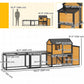 Large Chicken Coop, 134"L Wooden Chicken House with Run, Nesting Box, Slide-Out Tray, Waterproof Roof and Ramp