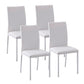Modern Dining Chairs Set of 4, Upholstered Faux Leather Kitchen Chairs with Rhombic Tufting and Metal Legs for Living Room, White