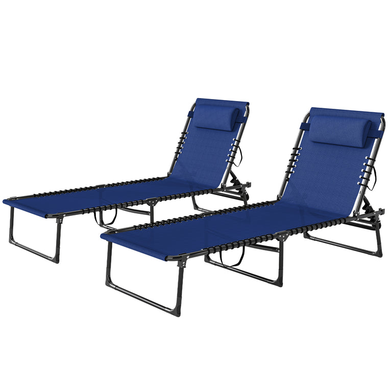 Set of 2 Adjustable Chaise Lounge Chairs with Headrest