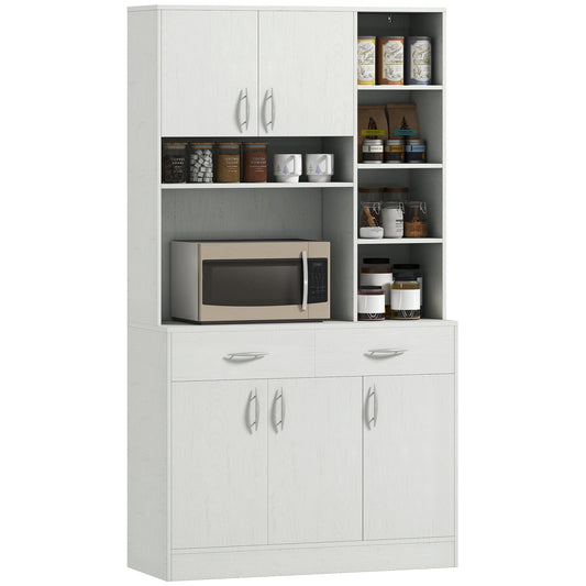 71" Kitchen Hutch Buffet with Storage - Ash White