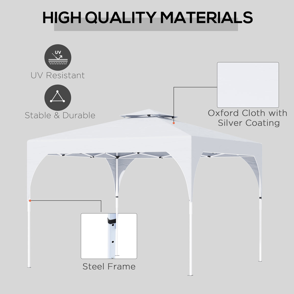 10' x 10' White Pop-Up Party Tent with 2-Tier Vented Roof