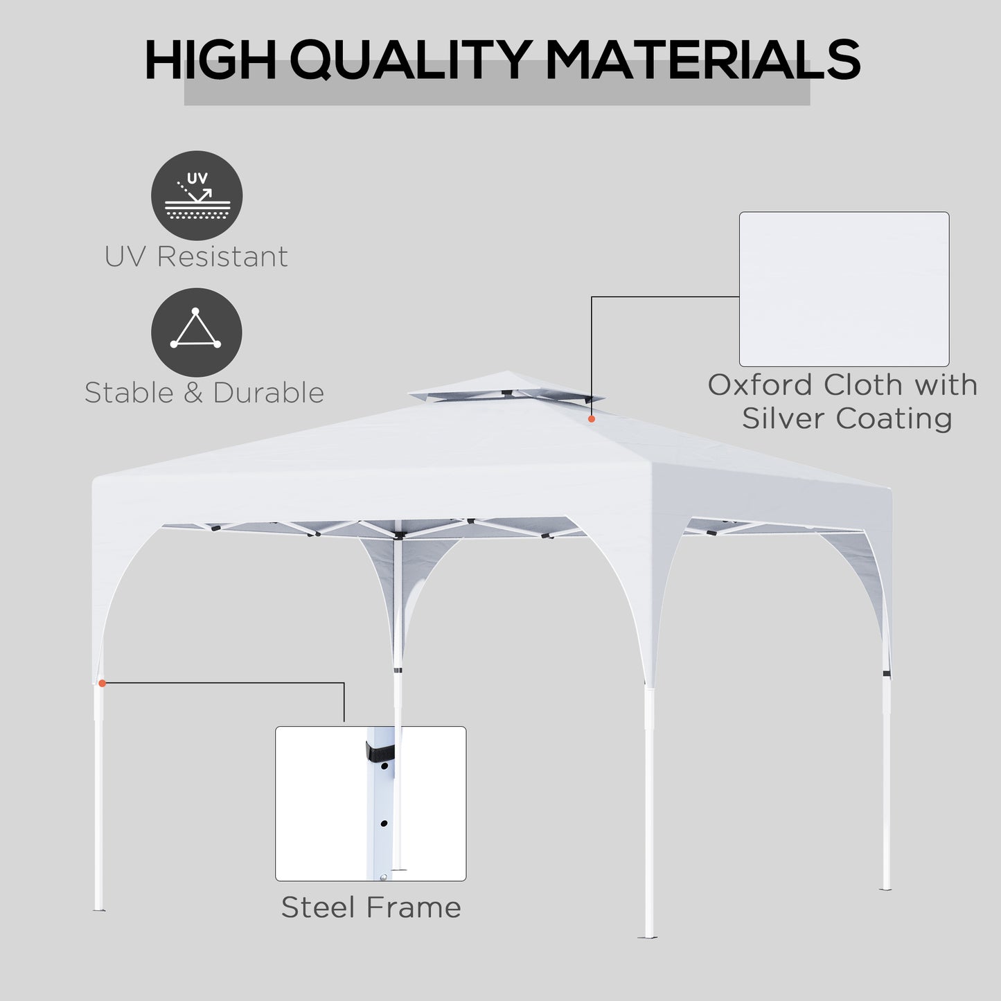 10' x 10' White Pop-Up Party Tent with 2-Tier Vented Roof