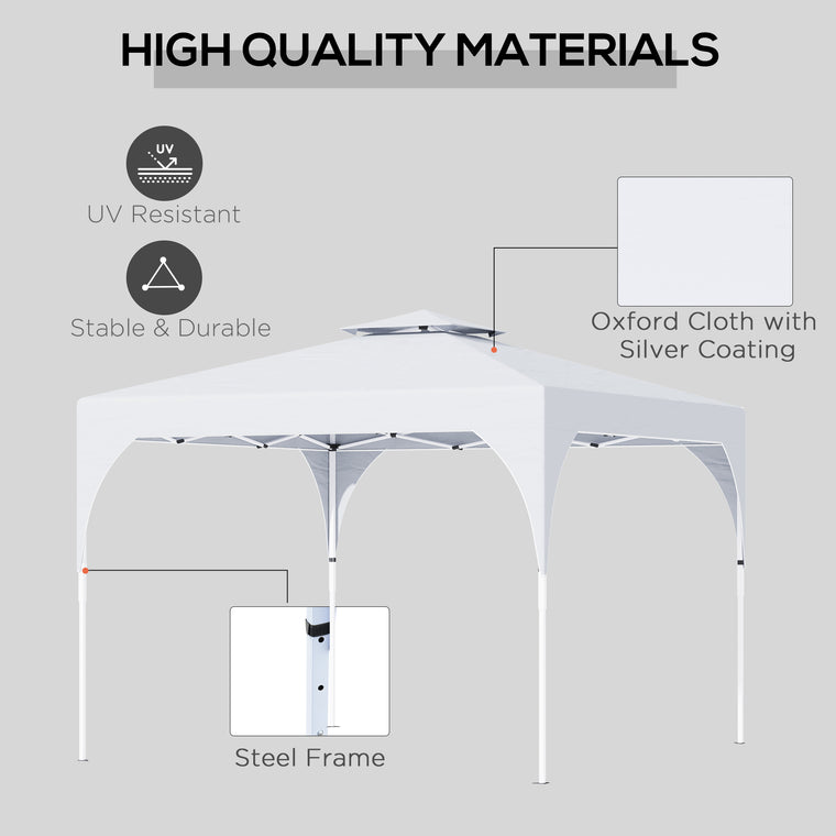 10' x 10' White Pop-Up Party Tent with 2-Tier Vented Roof