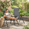 Folding Patio Chairs Set of 2, 5-Position Outdoor Lounge Chairs with High Back, Retractable Footrest, Dark Grey