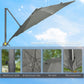 9.6' Cantilever Patio Umbrella Outdoor Hanging Offset Umbrella, Cross Base, 360° Rotation Aluminum Poles, Grey