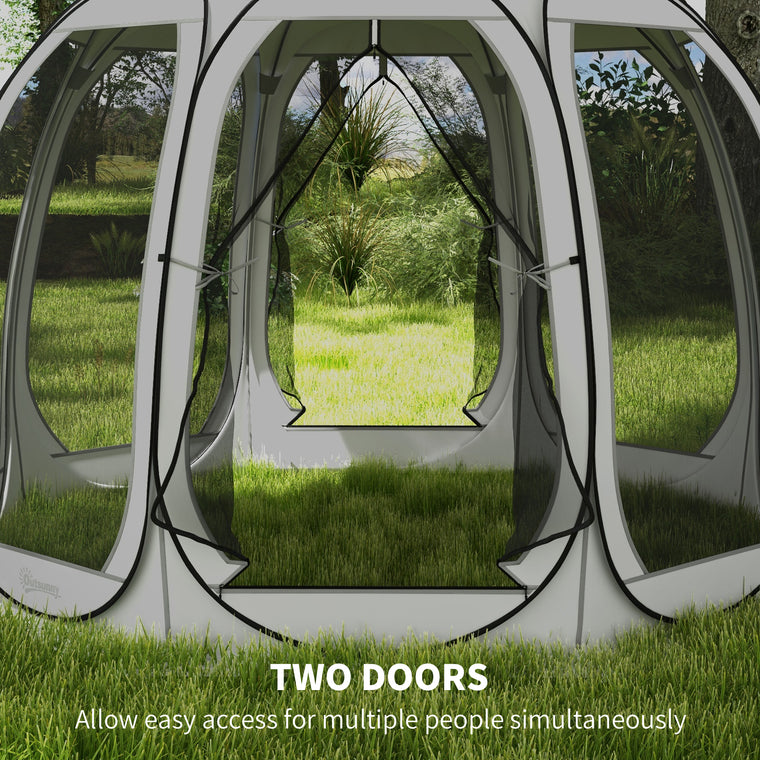 11' x 11.5' Grey Pop-Up Screen Tent Gazebo with 2 Doors