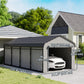 Metal Carport, Heavy Duty Garage Car Shelter with Galvanized Metal Roof and Removable Sidewalls, Light Grey