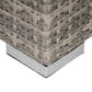 Rattan Garden Coffee Table, 25.6" Square Garden Rattan Table with Tempered Glass Top, Grey