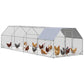 Chicken Run Outdoor, Galvanized Large Metal Chicken Coop Cage, Walk-in Enclosure Poultry Hen Run House Playpen Rabbit Hutch with Flat Roof, Cover