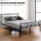 Metal Full Platform Bed Frame with Headboard, Steel Slat Support, Underbed Storage, No Box Spring Needed, Easy Assembly