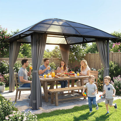 10' x 10' Light Grey Hardtop Gazebo with Polycarbonate Roof