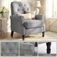 Accent Chair, Mid-Century Modern Armchair with Thick Padded Seat, Spring Cushion, Solid Wood Legs, Grey