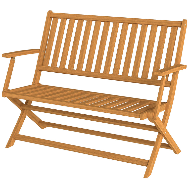 46.5" Foldable Wood Bench with Backrest and Armrests