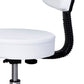 Rolling Stool with Wheels, Swivel Stool with Back Support, Adjustable Height, PU Leather Drafting Chair for Home Office, White