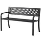 Outdoor Bench with Floral Backrest 2 Seater Garden Bench with Armrests for Yard Park Balcony Black