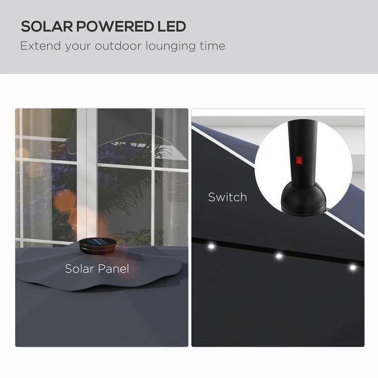 10' x 10' Dark Grey Solar Umbrella with LED & Tilt