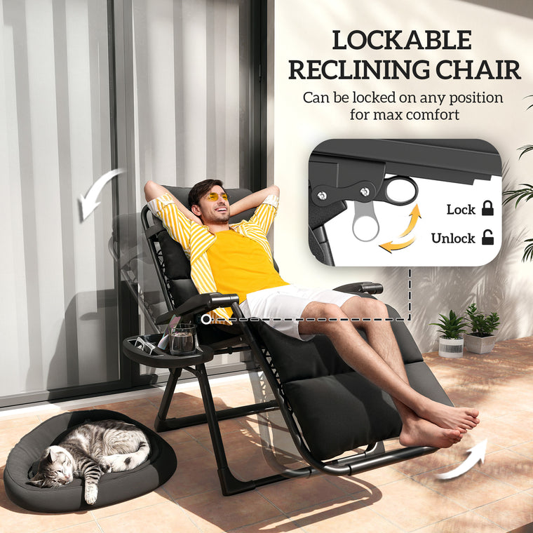 2-Piece Reclining Zero Gravity Lounger with Removable Cushion