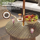 31.5" Outdoor Round Patio Table with Umbrella Hole, Bistro Coffee Table with Tempered Glass Top for Garden, Brown