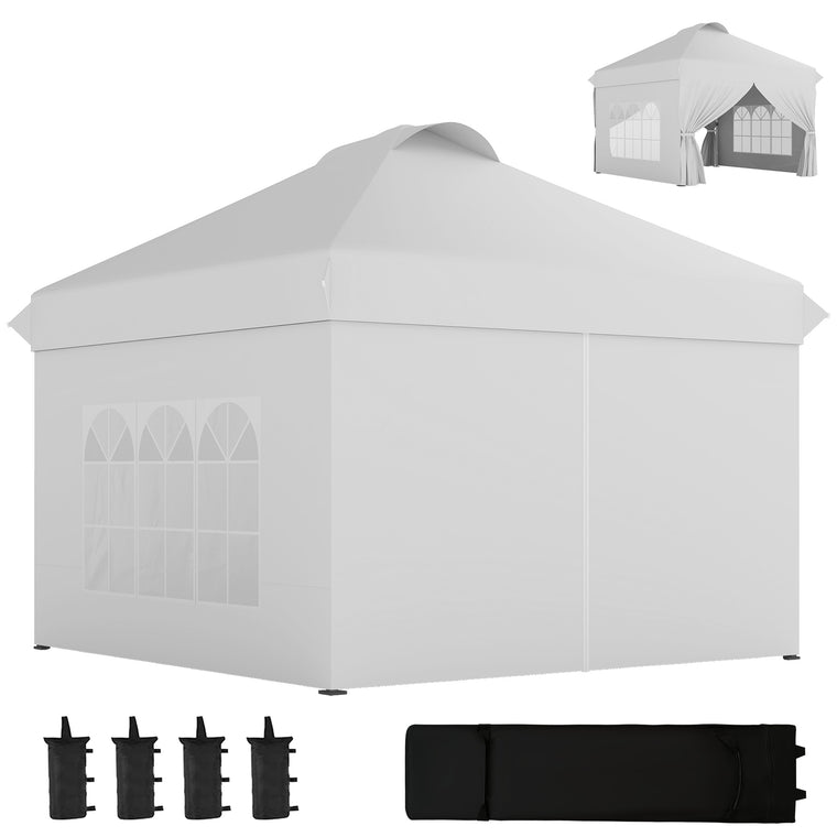 10' x 10' White Pop-Up Canopy Tent with Wheeled Carry Bag