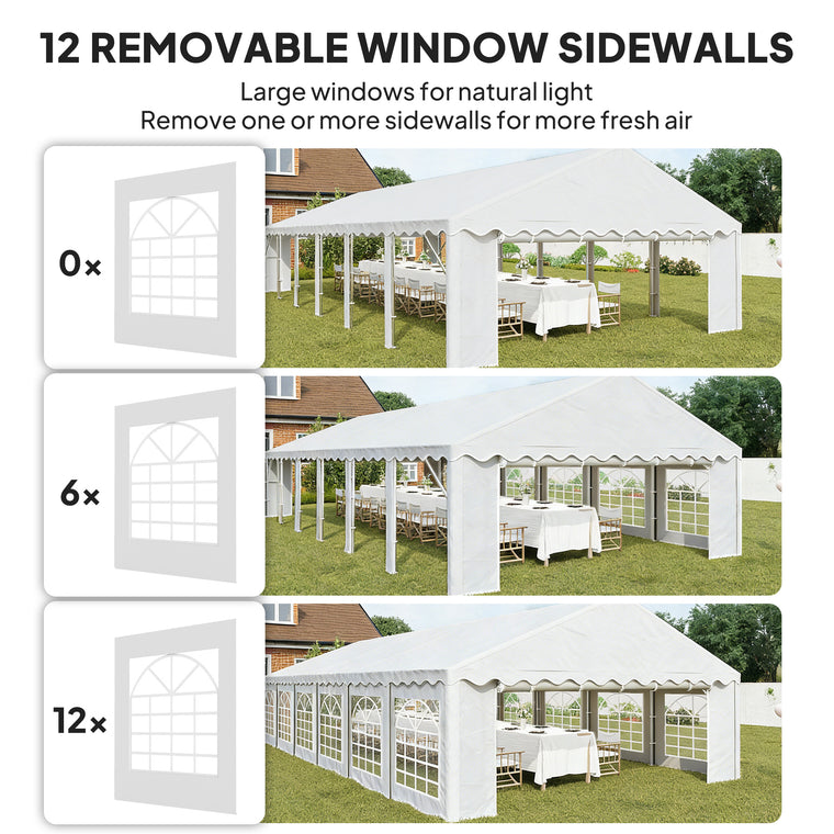 20' x 40' White Party Tent with Removable Sidewalls & Windows