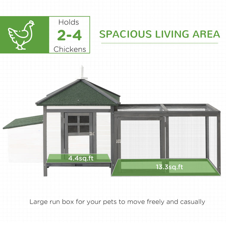 77" Chicken Coop with Nesting Box & Run