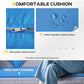 5 Pieces Wicker Patio Conversation Dining Furniture Set with Cushions, Table and Ottomans, Bright Blue