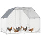 Chicken Run Outdoor, Galvanized Large Metal Chicken Coop Cage, Walk-in Enclosure Poultry Hen Run House Playpen Rabbit Hutch with Flat Roof, Cover