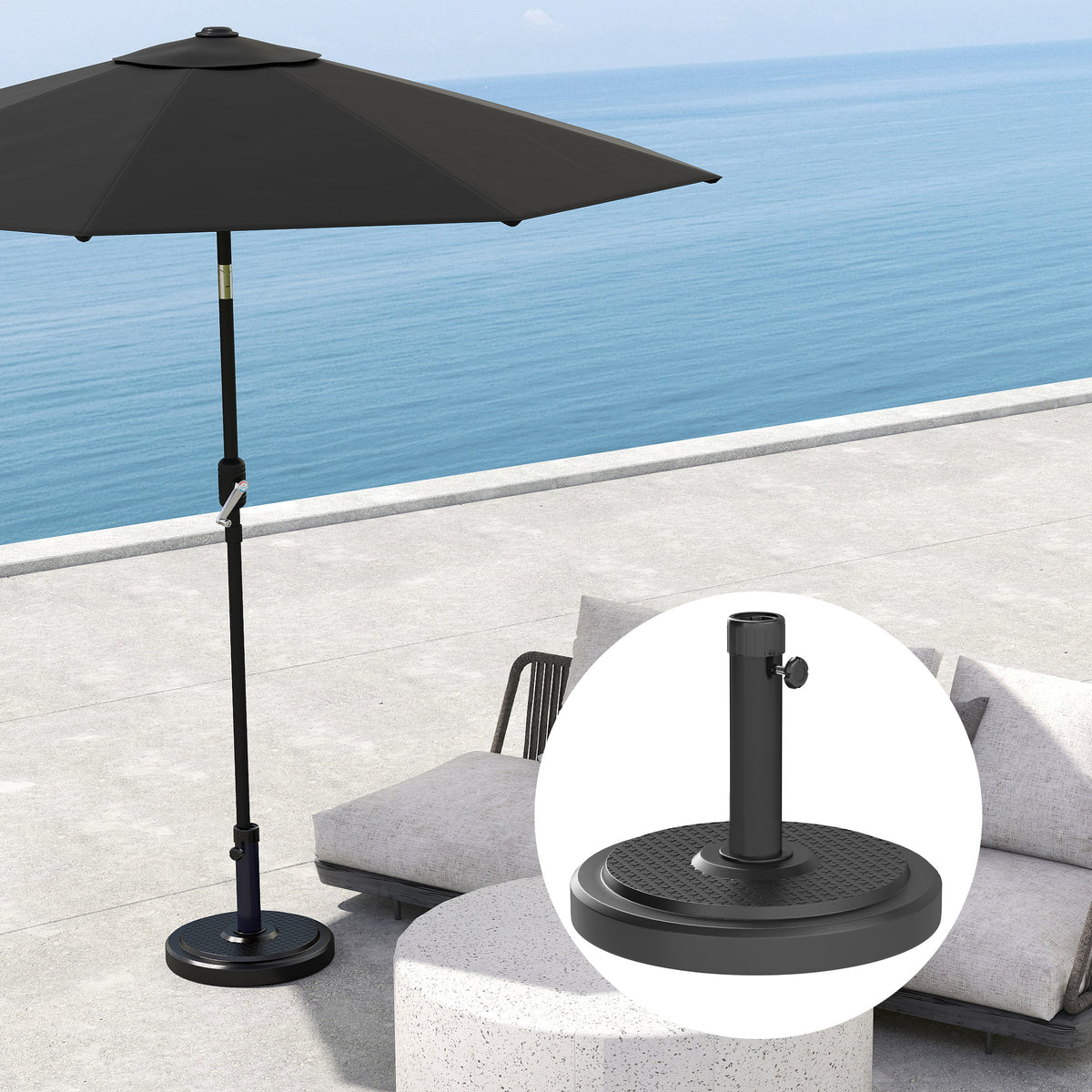 48 lbs Black Round HDPE Patio Umbrella Base