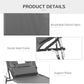 Adjustable Outdoor Lounge Chair, Garden Folding Chaise Lounge with Face Hole Reclining Tanning Chair Seat, Folding Camping Beach Lounging Bed w/ Support Pillow, Grey