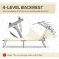 Outdoor Lounge Chair, Adjustable Folding Chaise Lounge, Tanning Chair with Sun Shade for Beach, Camping, Hiking, Backyard, Light Grey