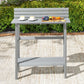 110cm Rectangle Outdoor Bar Table with Built-in Footrest, Slatted Top, Grey
