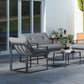 4 Piece Outdoor Furniture Set, Patio Conversation Set with Tempered Glass Table, Loveseat, Chairs, Cushions, Light Grey